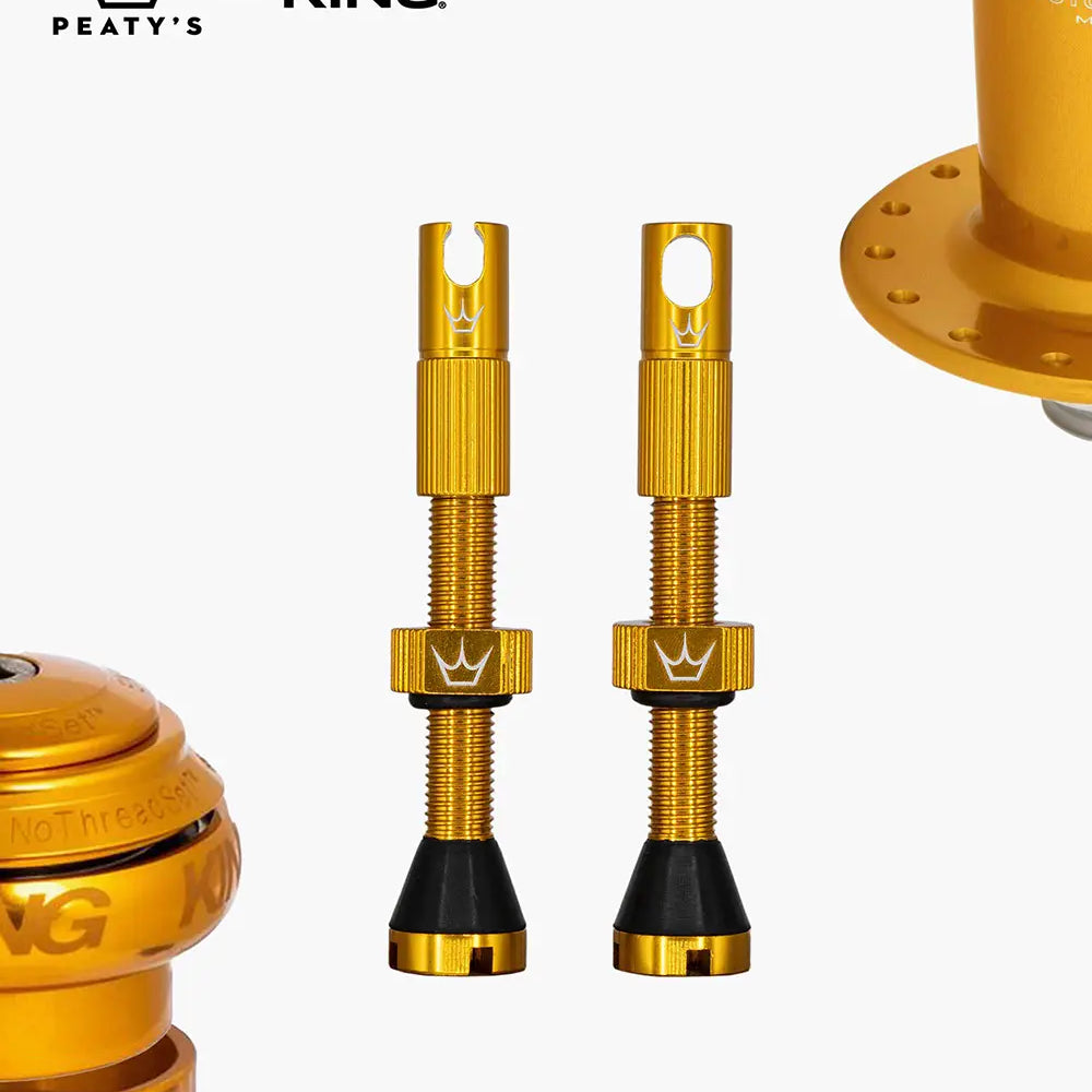 Peaty's Mk2 Tubeless Valves in gold