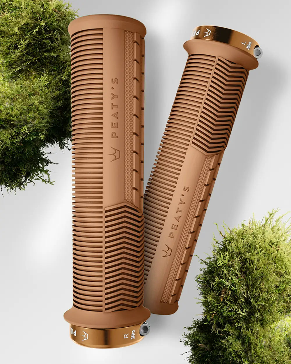 Peaty's Mushroom Monarch grips in Gum