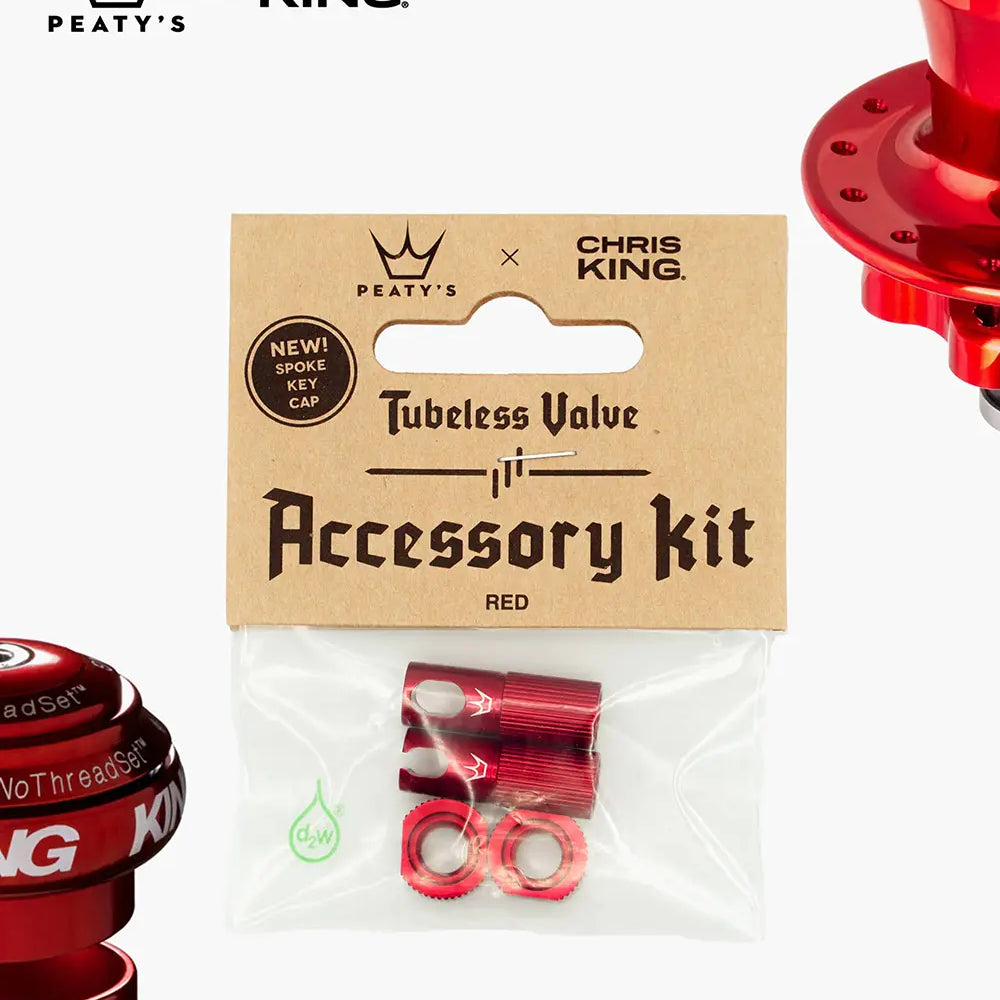 Peaty's Tubeless Valve accessory kit in red