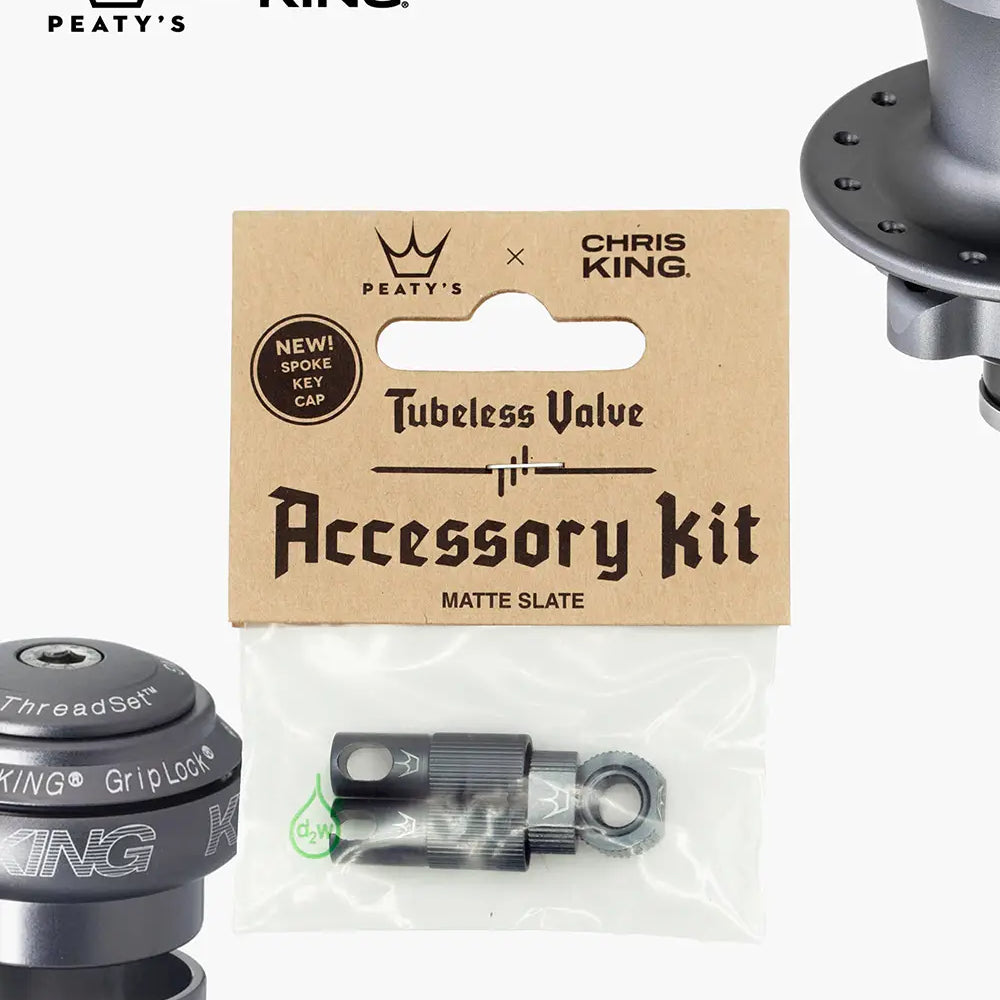 Peaty's Tubeless Valve accessory kit in matte slate
