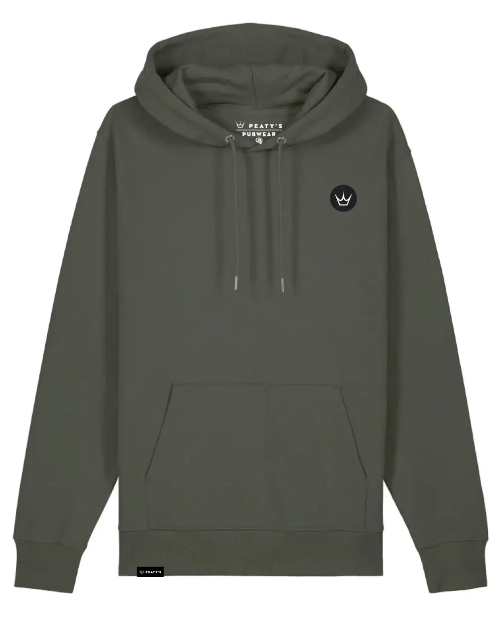 Peaty's Embroidered crown hooded sweatshirt hoody in khaki