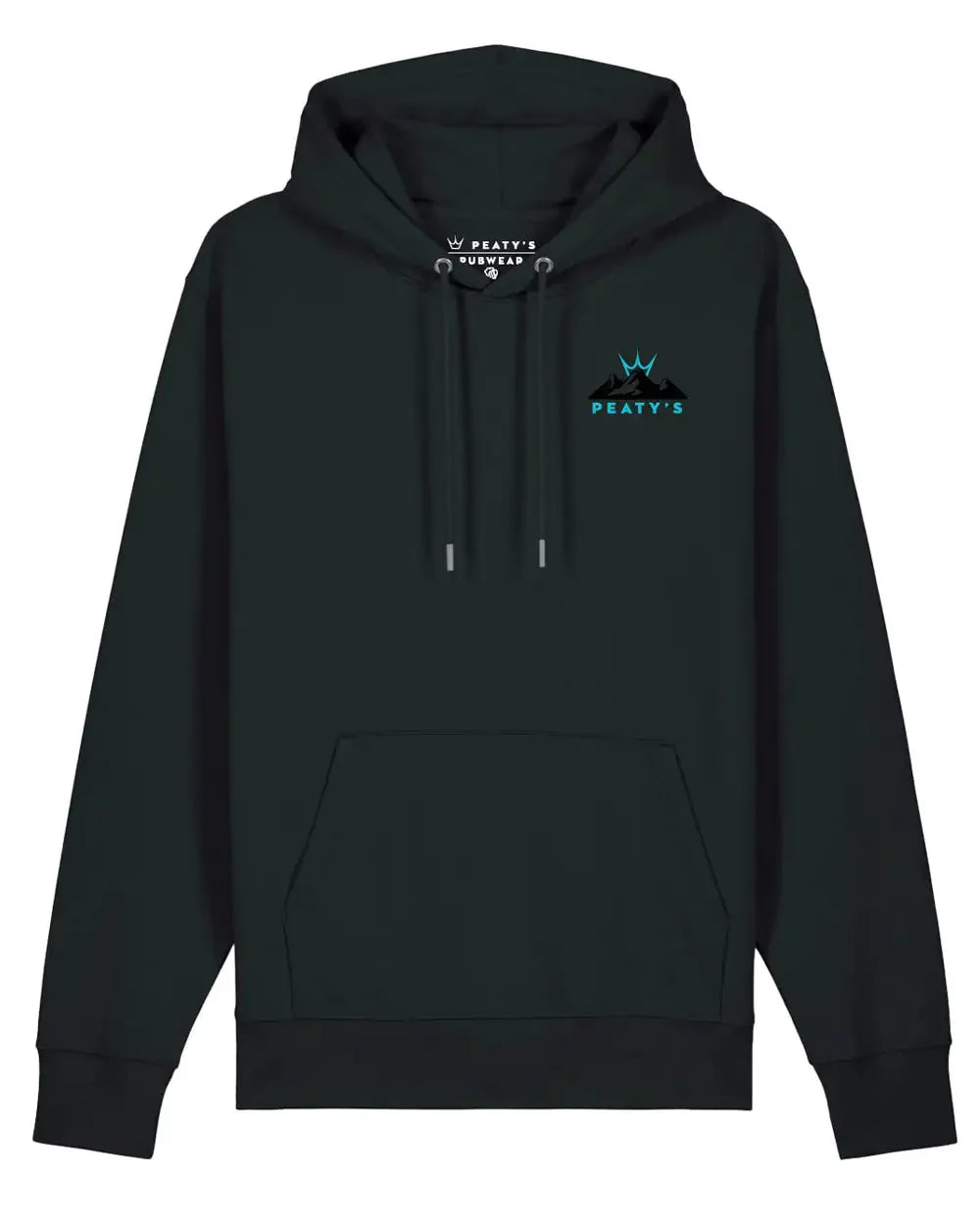 Peaty's Sunrise hooded sweatshirt hoody in black, front print