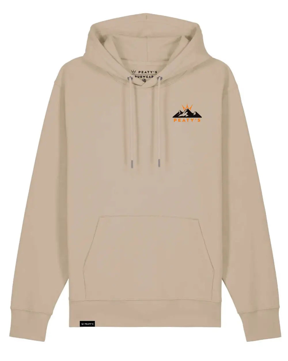 Peaty's Sunset hooded sweatshirt hoody in desert dust, front print