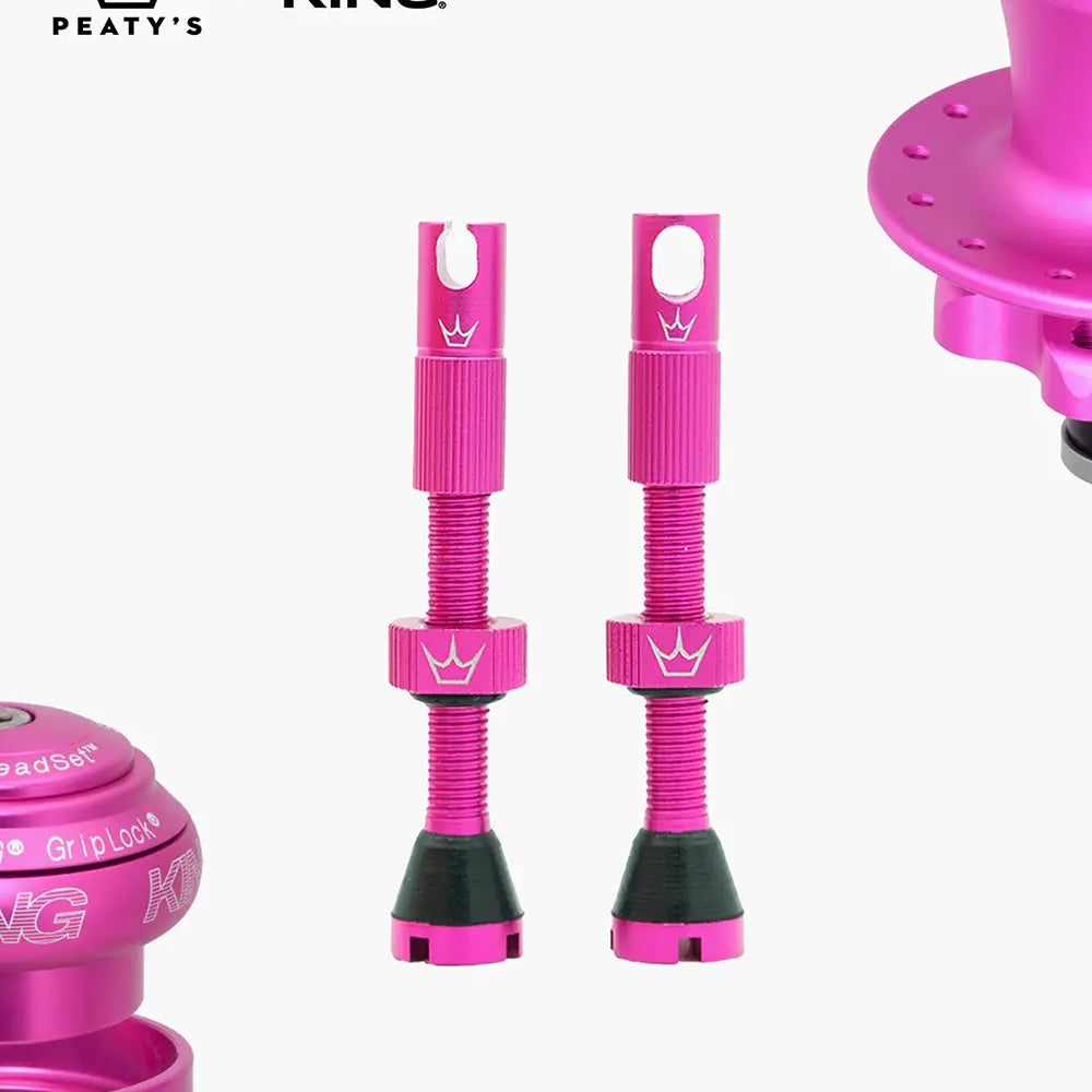 Peaty's Mk2 Tubeless Valves in matte punch
