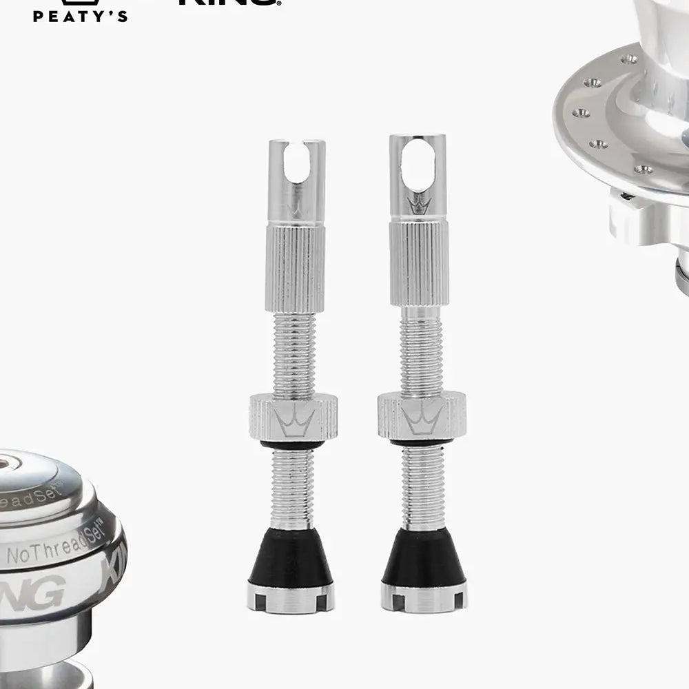 Peaty's Mk2 Tubeless Valves in silver