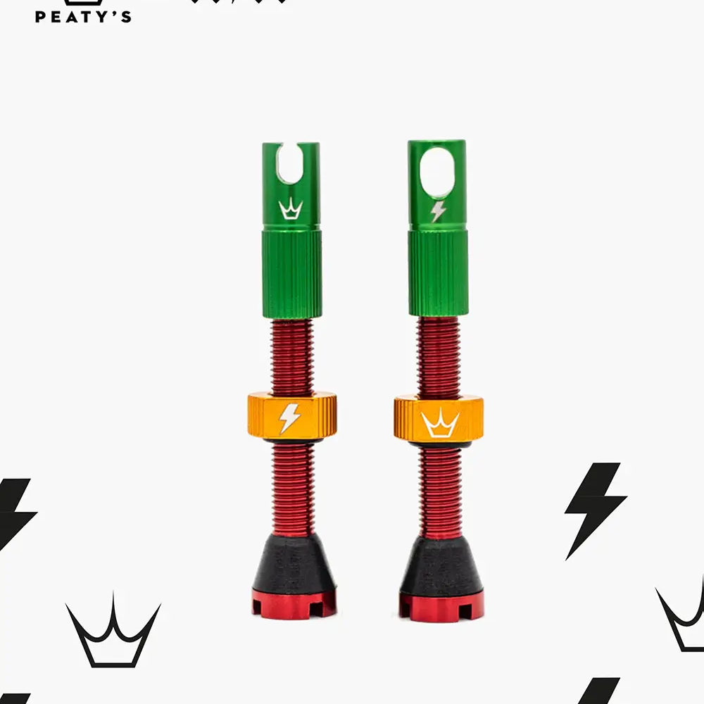 Peaty's Mk2 Tubeless Valves in 50to01 rasta