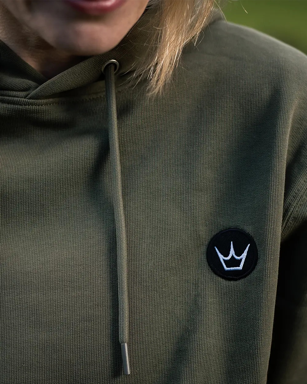 Embroidered Crown Hoody logo detail