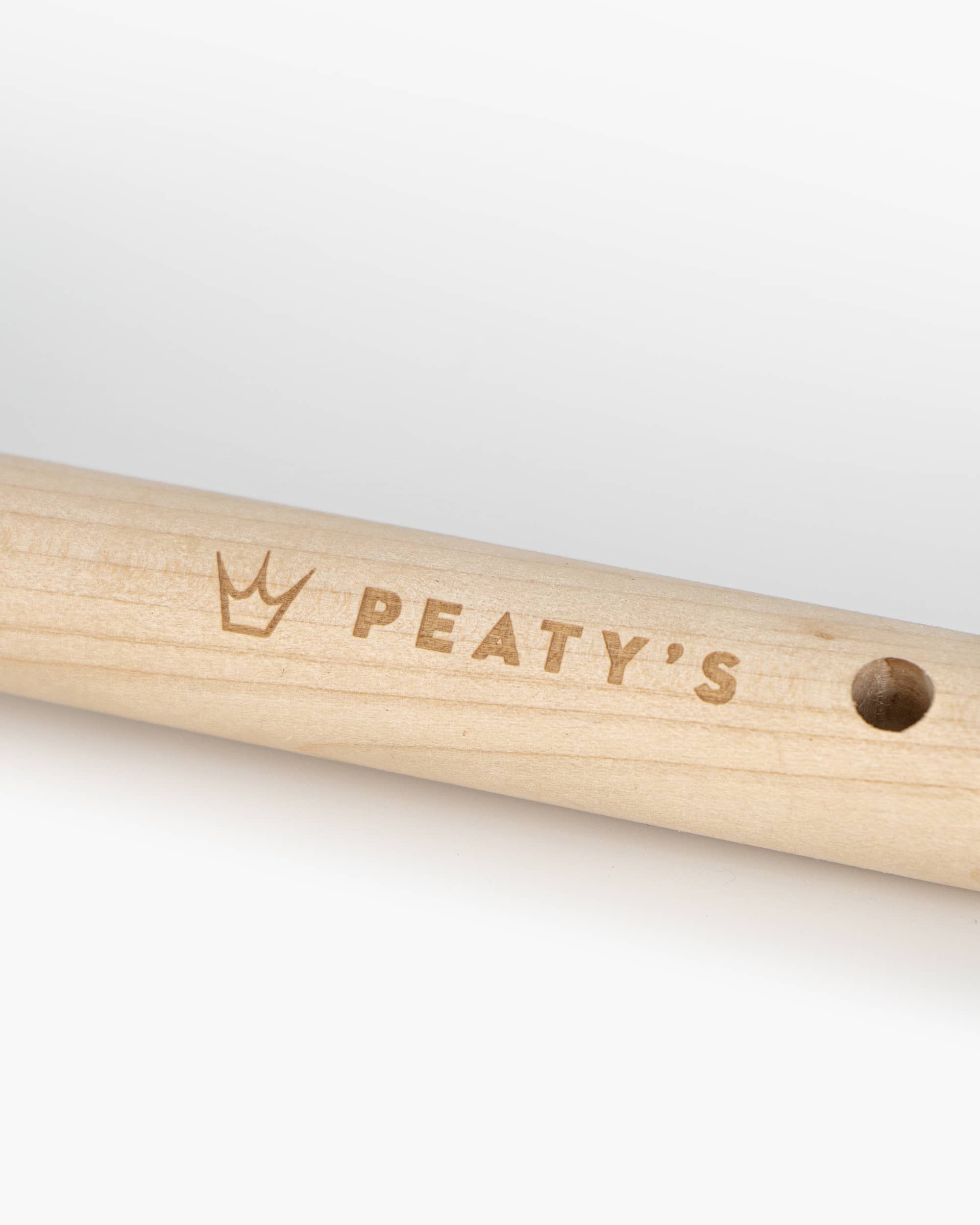 Peaty's Detail Brush - waxed beech handle close up