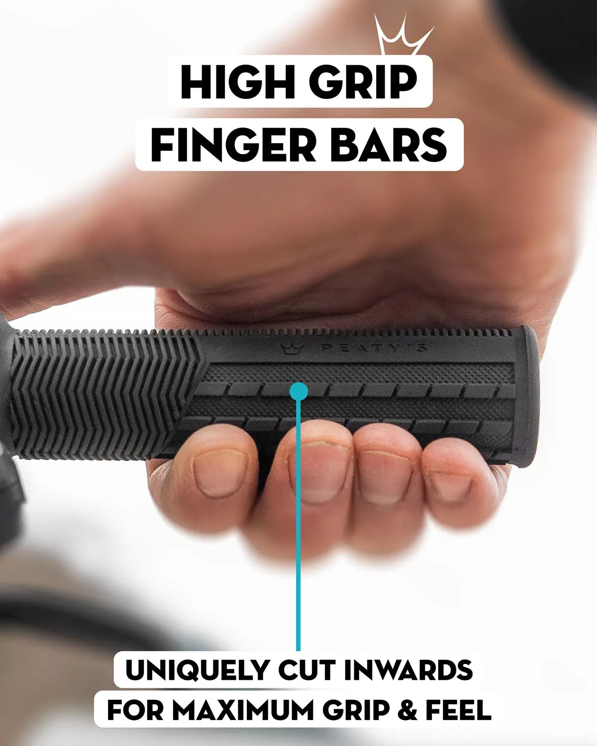 Peaty's Monarch grips have high grip finger bars