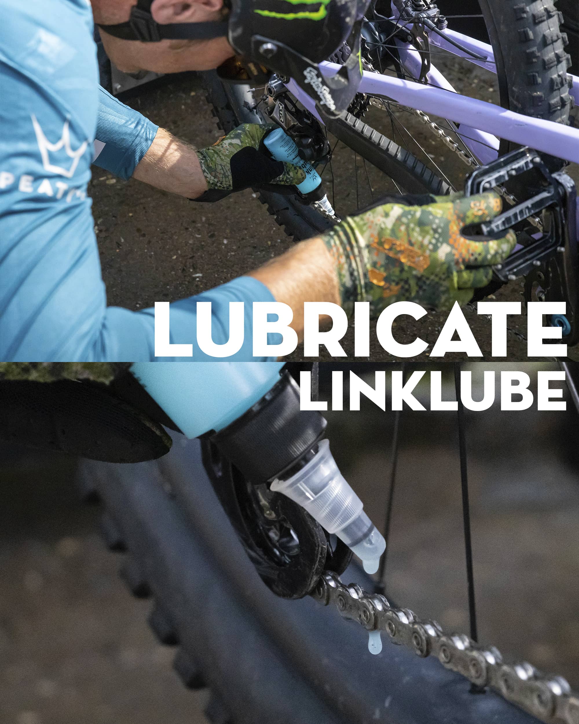 Peaty's Wash Prevent Lubricate set comes with LinkLube All Weather chain lube