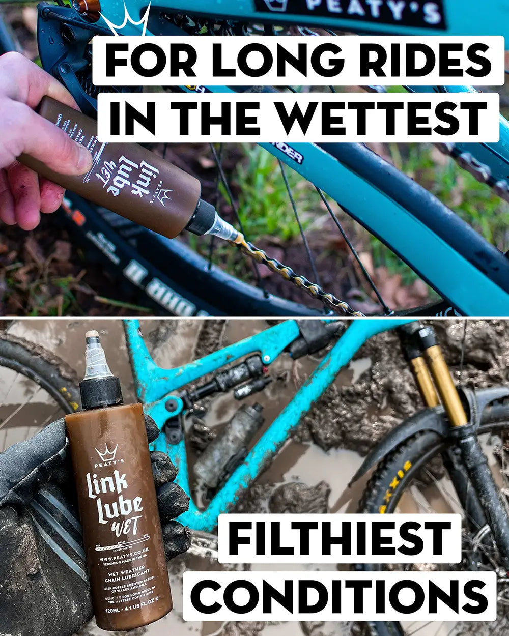 Peaty's LinkLube Wet chain lube - for long rides in the wettest, filthiest conditions