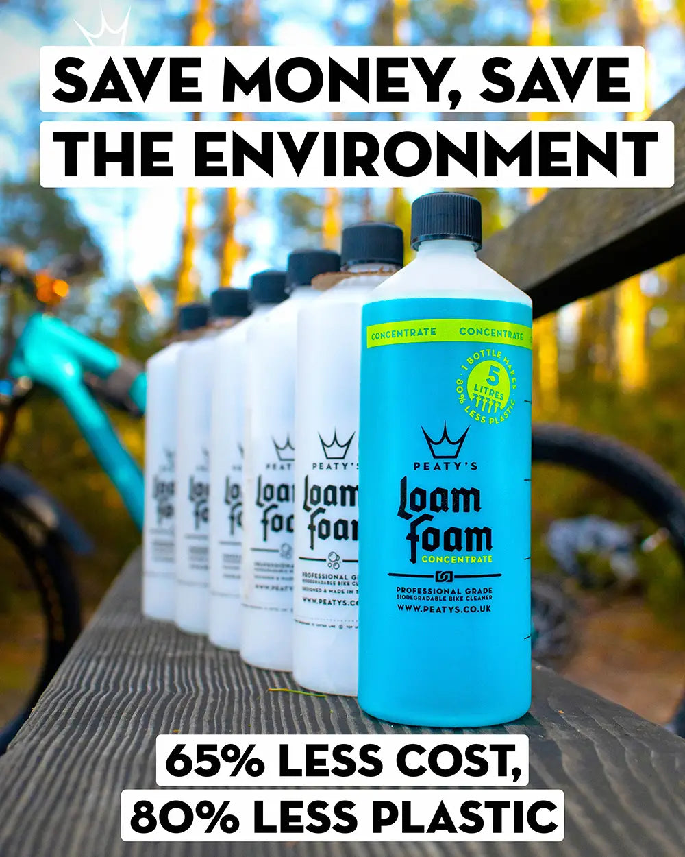 Peaty's LoamFoam Concentrate - save money and the environment! 65% less cost, 80% less plastic