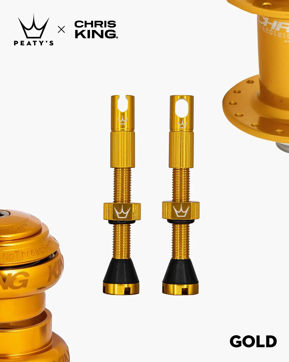 Peaty's Mk2 Tubeless Valves in gold