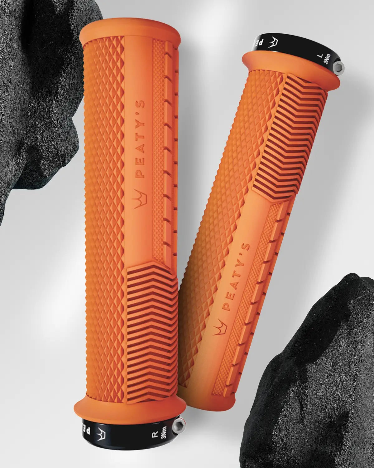 Peaty's Knurl Monarch grips in Mango