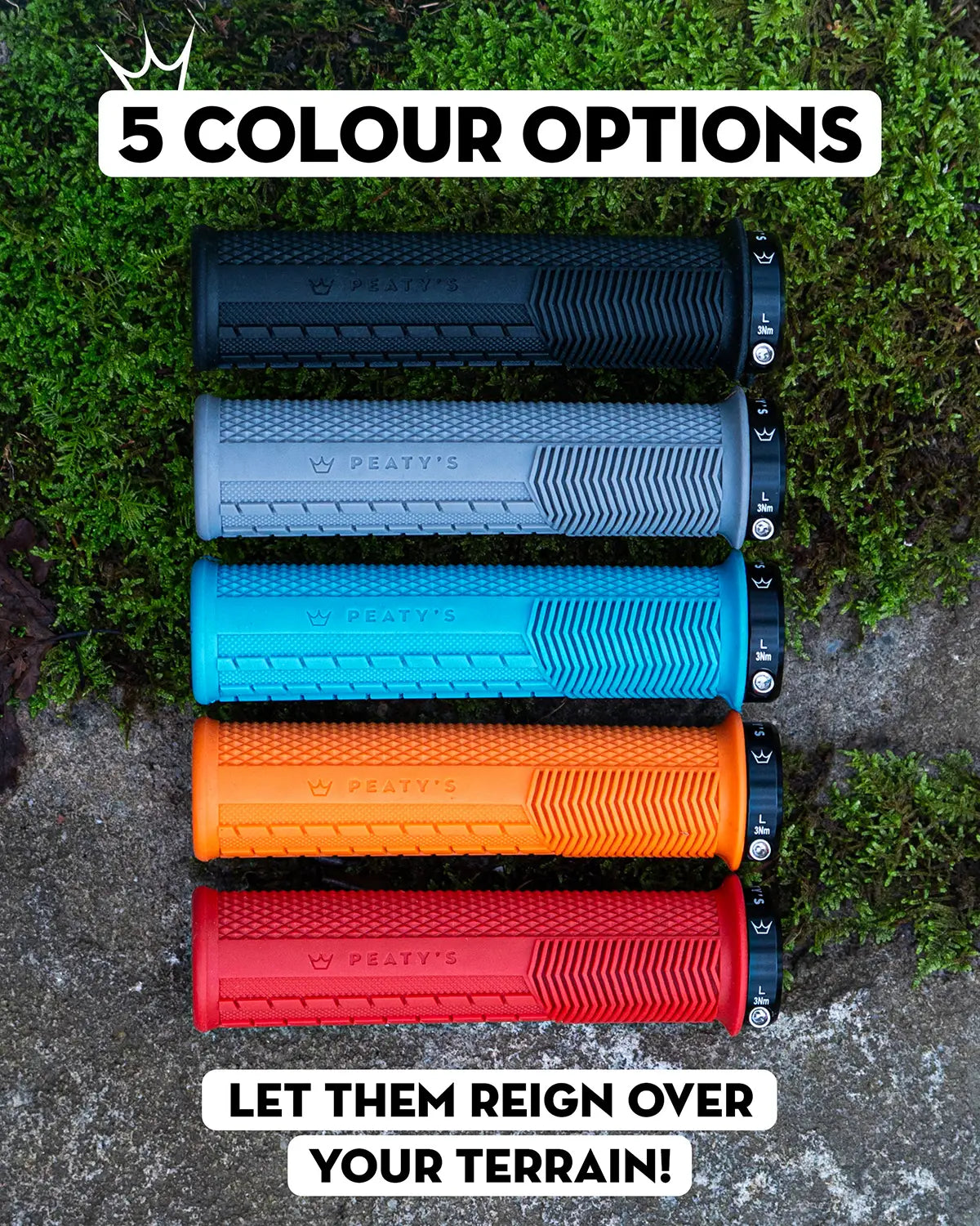 Peaty's Monarch grips come in 5 colour options