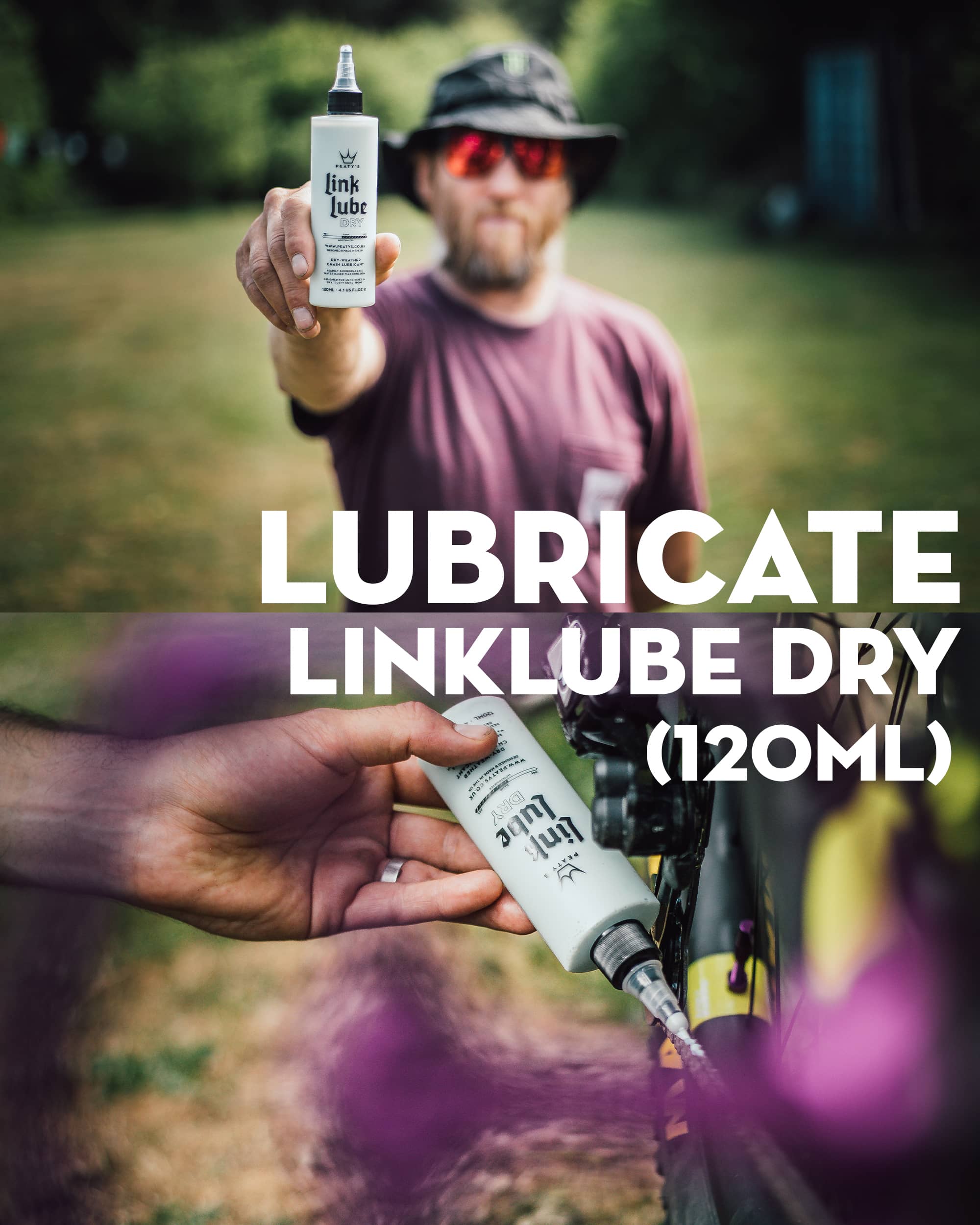 Peaty's Wash Degrease Lubricate DRY set comes with LinkLube DRY chain lube