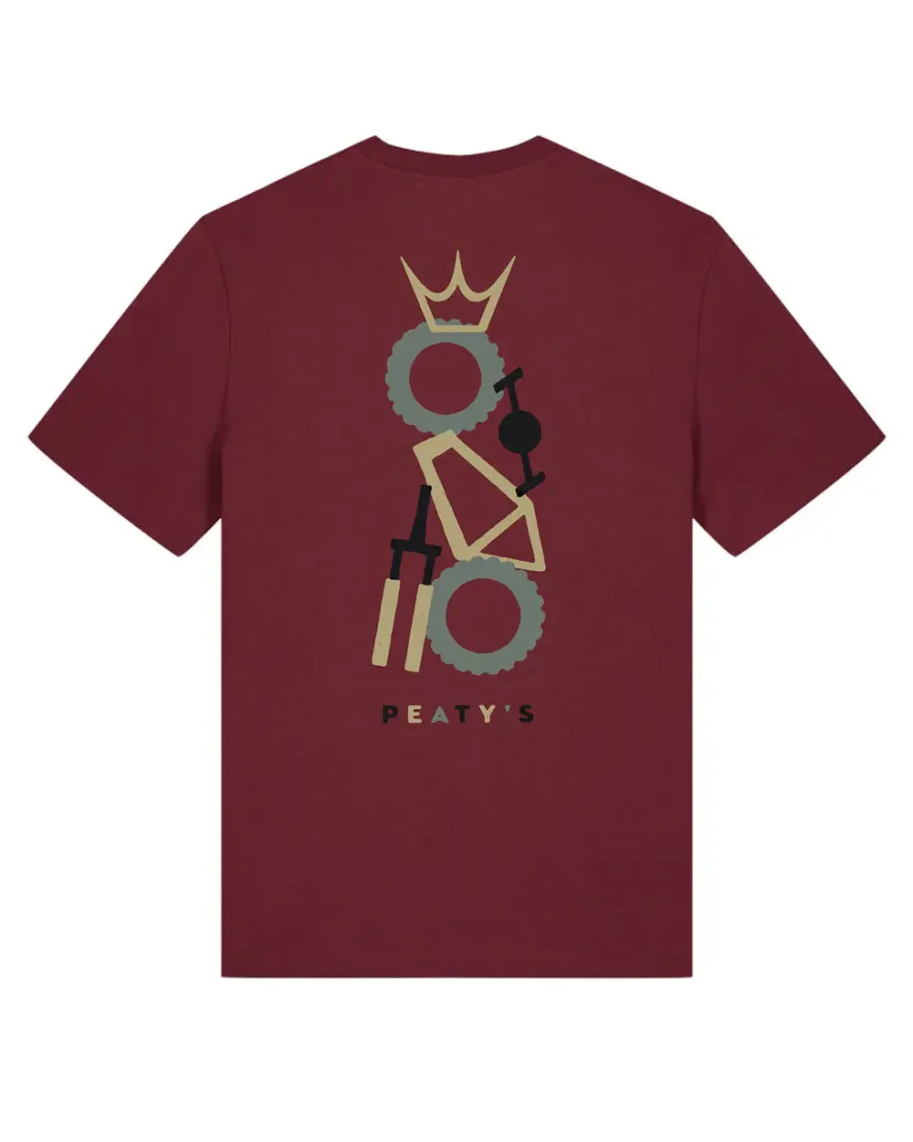 Peaty's Stacked t-shirt tee in Burgundy back print