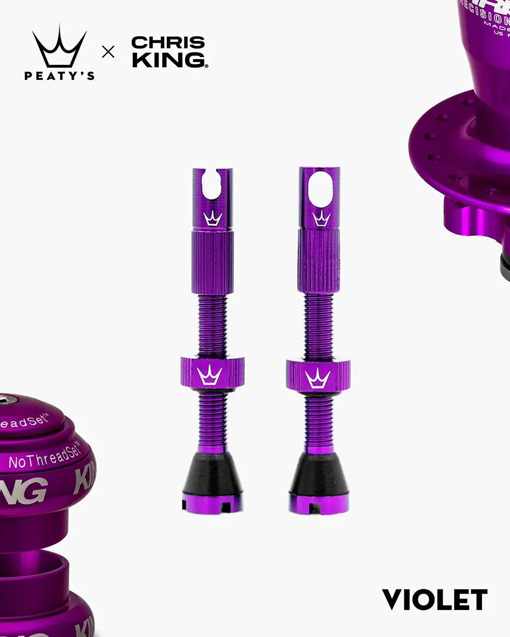 Peaty's Mk2 Tubeless Valves in violet