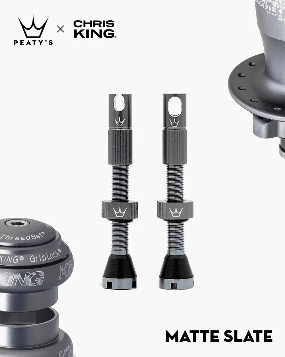 Peaty's Mk2 Tubeless Valves in matte slate