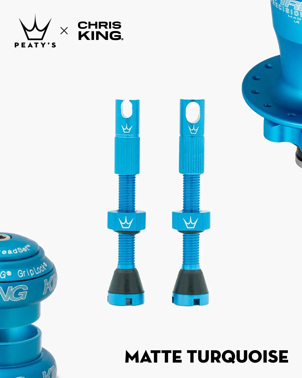 Peaty's Mk2 Tubeless Valves in matte turquoise