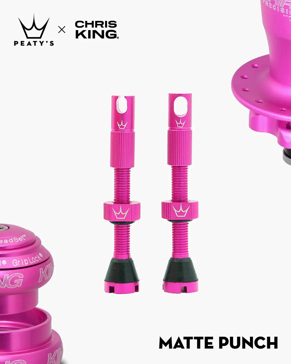 Peaty's Mk2 Tubeless Valves in matte punch