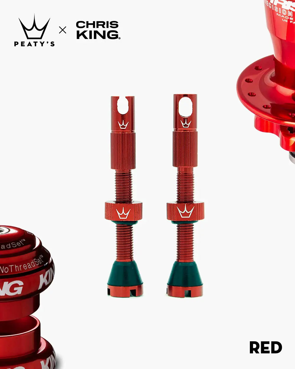 Peaty's Mk2 Tubeless Valves in red