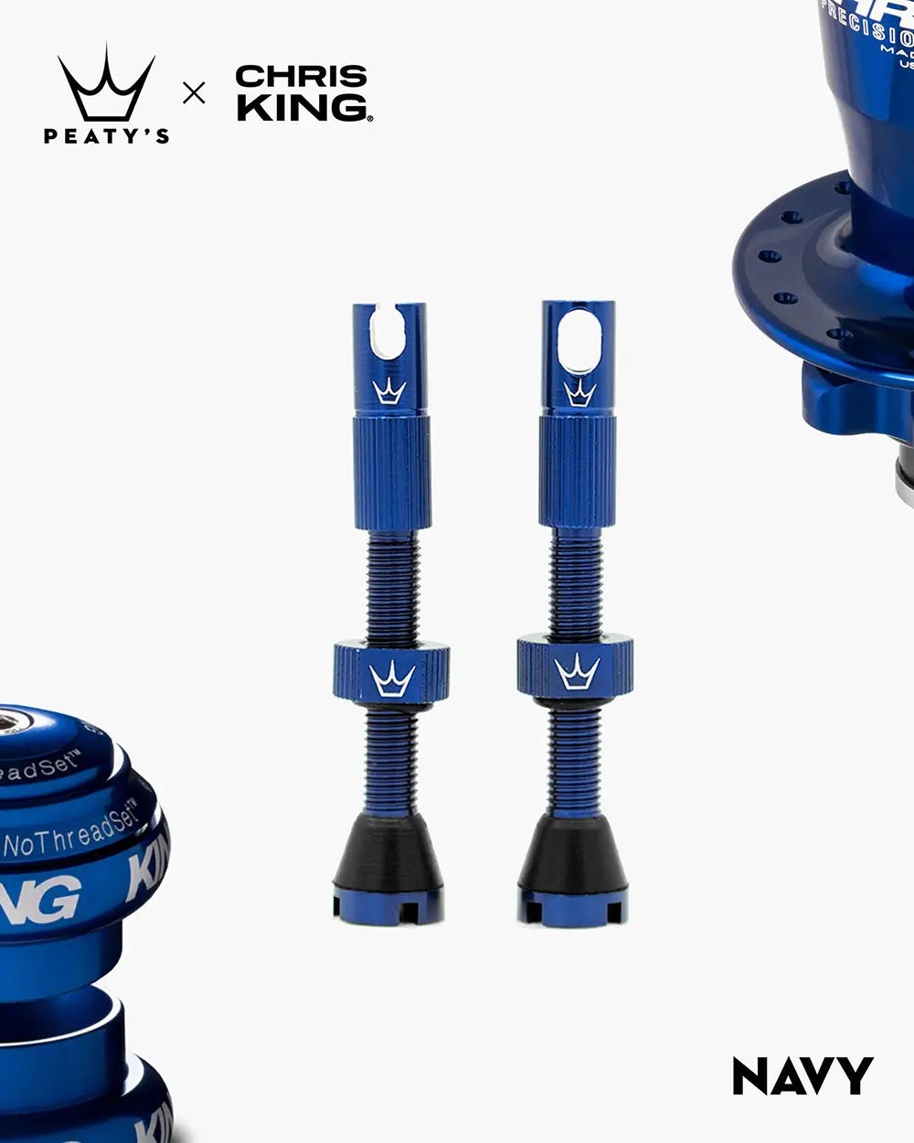 Peaty's Mk2 Tubeless Valves in navy