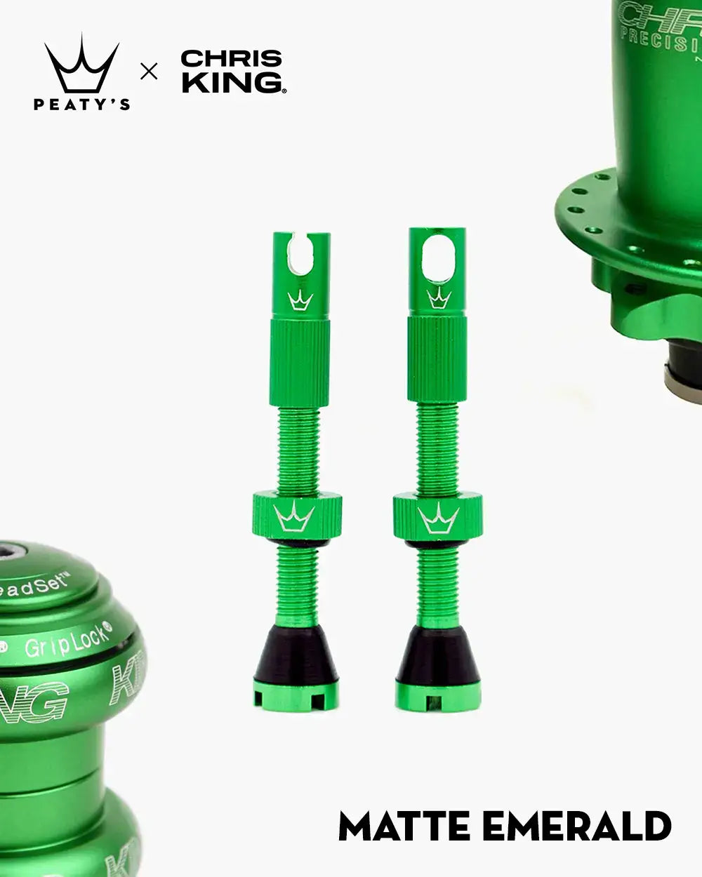 Peaty's Mk2 Tubeless Valves in matte emerald